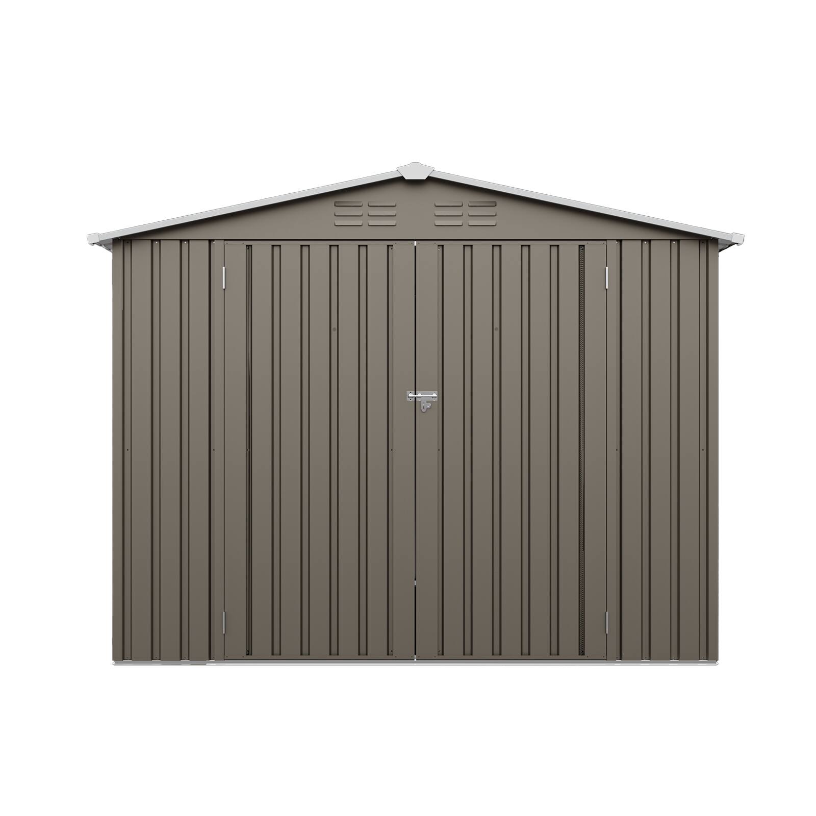 Alt View 4. Loheer - Loheer 8x6 Metal Storage Shed Olive Grey Outdoor Tool House with Lockable Double Doors.