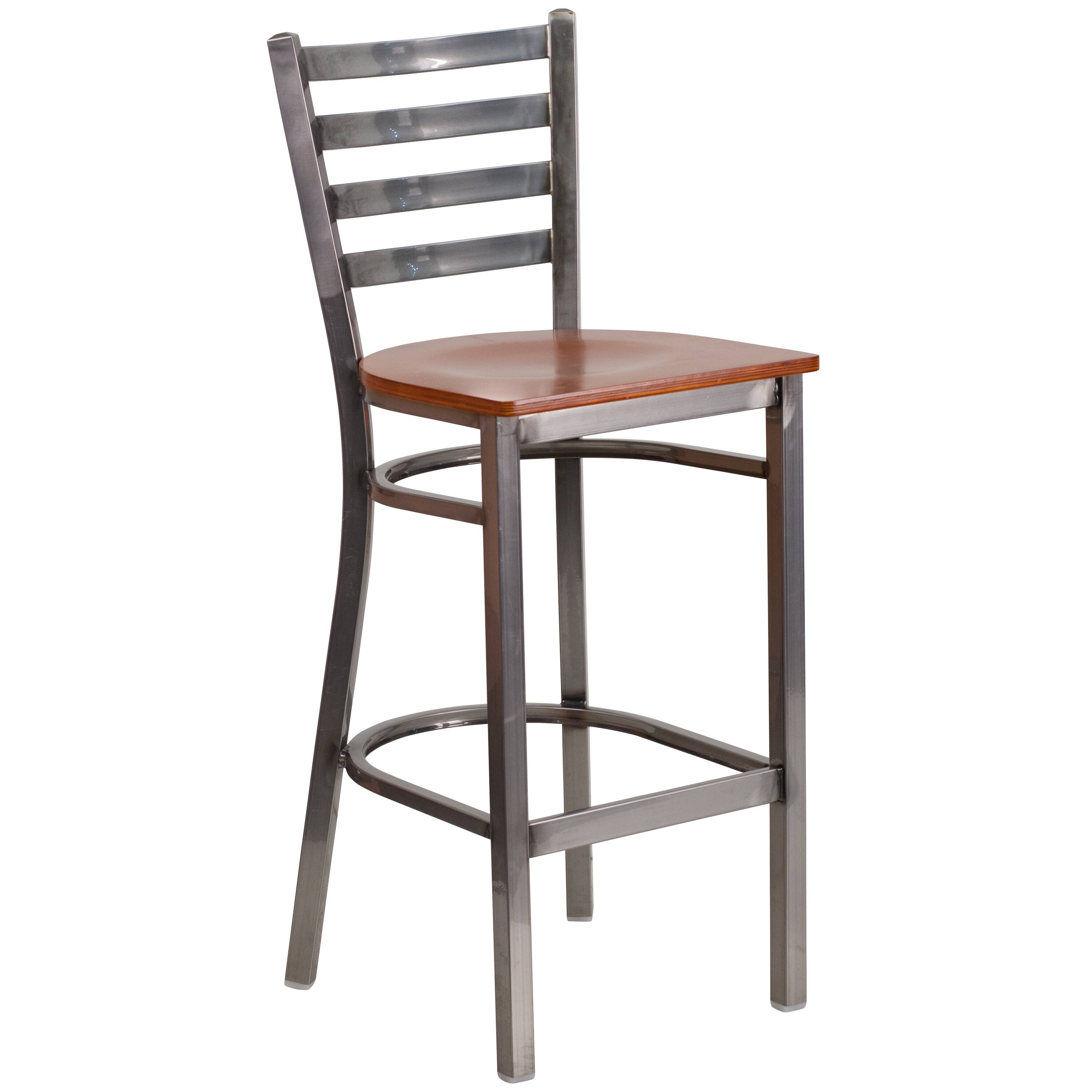 Cherry Wood Seat/Clear Coated Metal Frame