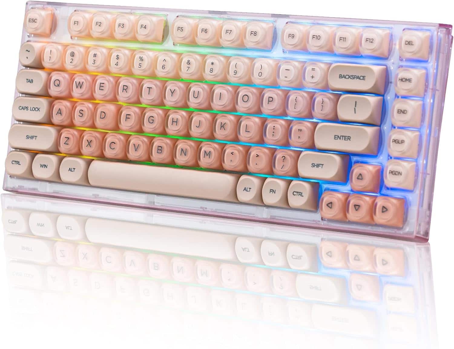 Womier - X75 75% Wireless Mechanical Keyboard, Hot Swappable Computer Creamy Keyboard, Foundation Jelly Keycaps - Pink