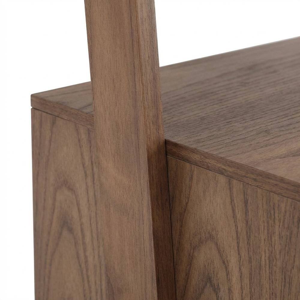 Alt View 3. FurniFact - Ash Veneer Ladder Bookcase with File Drawer for Storage and Organization - Driftwood.