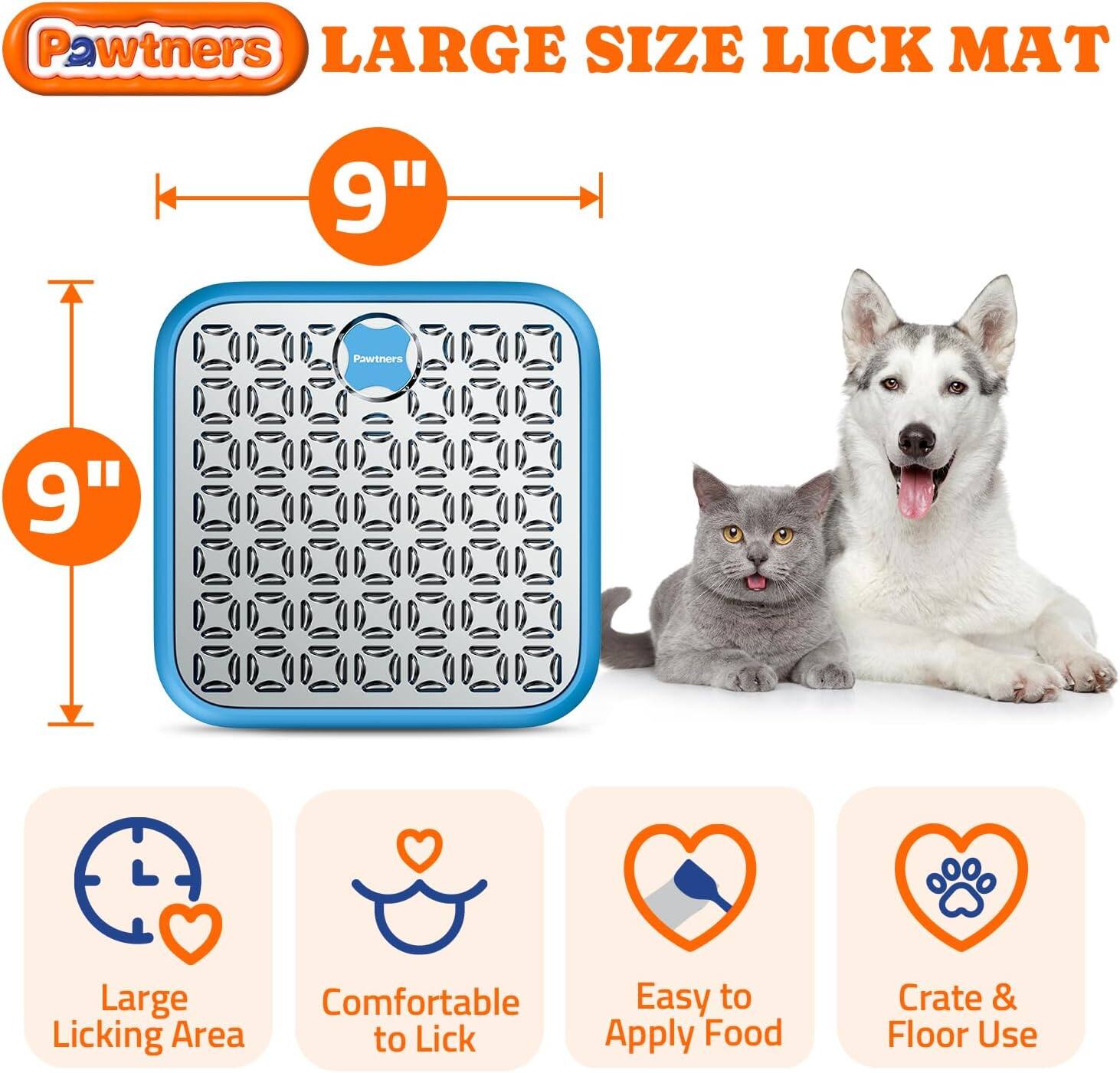 Pawtners  
LARGE SIZE LICK MAT  

9" x 9"  

- Large Licking Area  
- Comfortable to Lick  
- Easy to Apply Food  
- Crate & Floor Use