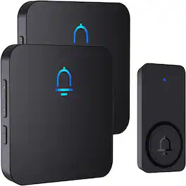 Schertz - Wireless Doorbell, Two-Receiver, 1000-Ft Range, Volume Adjustment Waterproof - Color: Black Size: 2 Receivers+1 Button