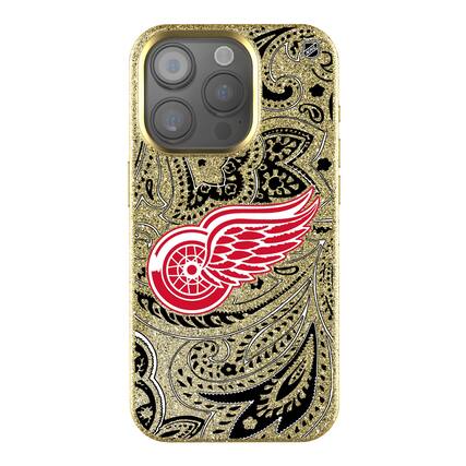 Front. Keyscaper - Gold Detroit Red Wings Paisley Bling iPhone Case - 16 Pro Max - Gold.