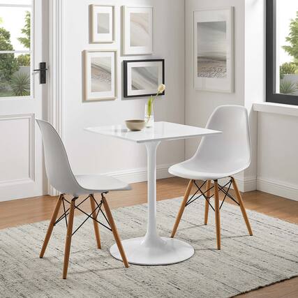 Front. Modway - Lippa Square Wood Dining Table - White.