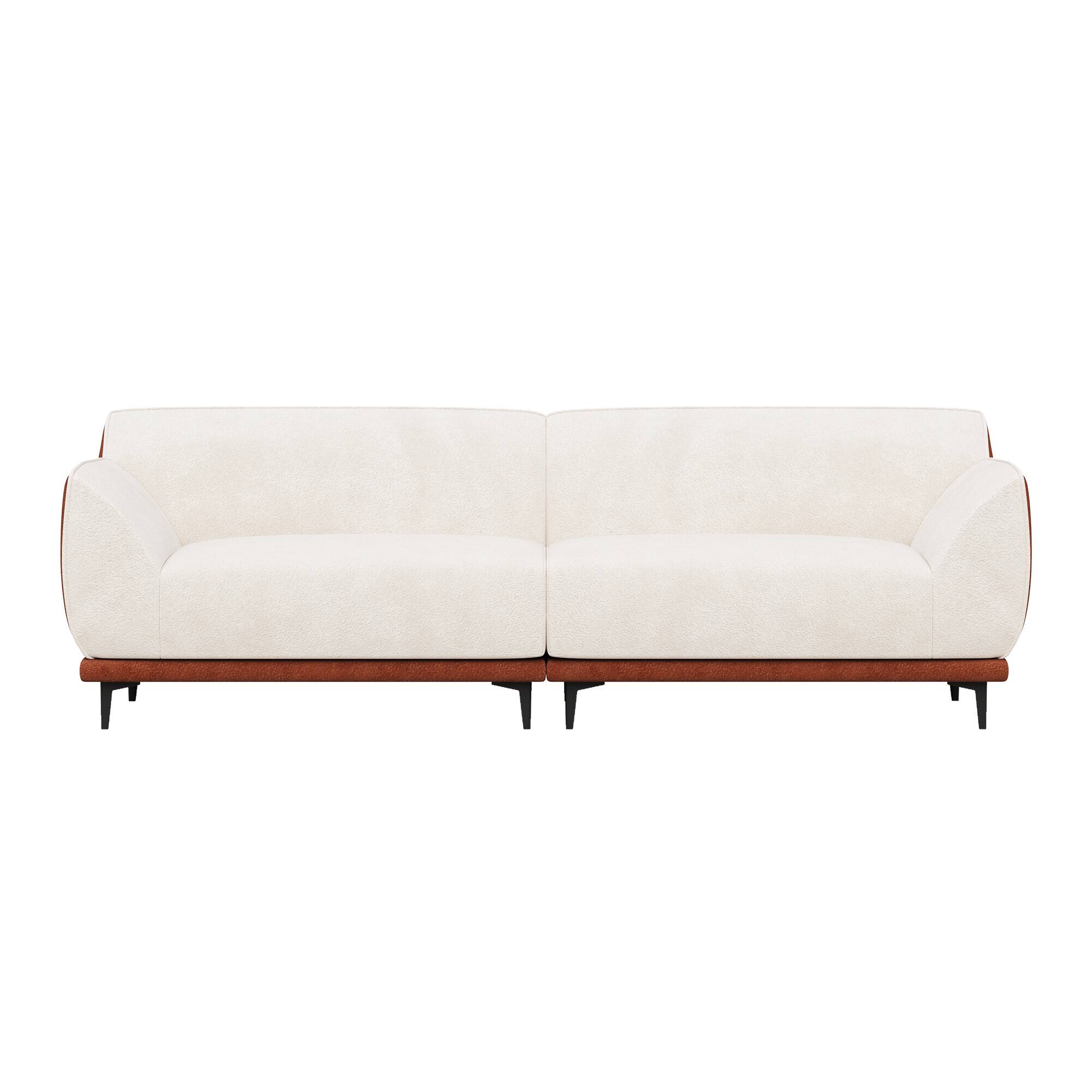 Alt View 5. luck idea - 86.61" Modern Upholstered Sofa with Fabric, High-Density Foam Cushion, Solid Wood Frame & Metal Legs - Off-white.