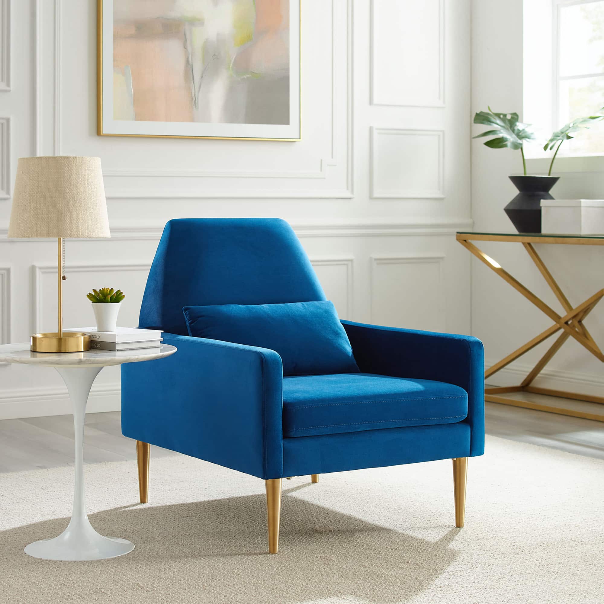 Liliana Performance Velvet Armchair by Modway - Navy