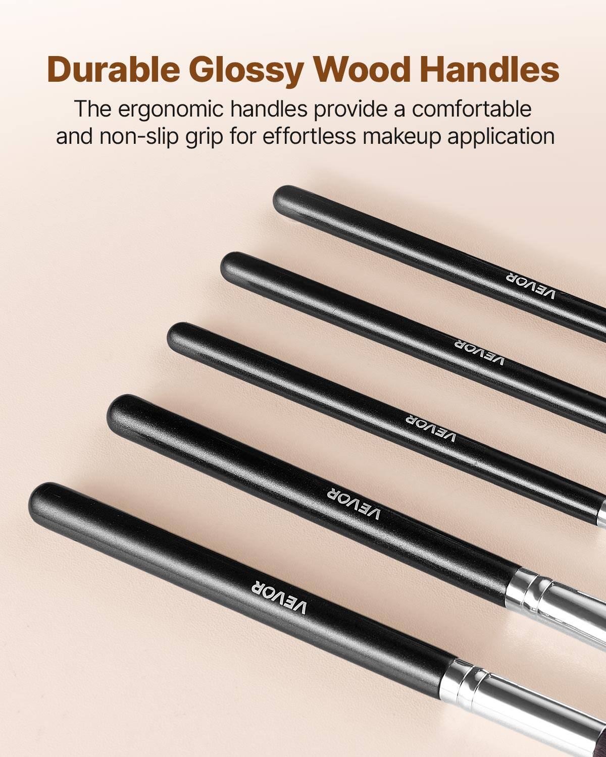 Durable Glossy Wood Handles

The ergonomic handles provide a comfortable and non-slip grip for effortless makeup application