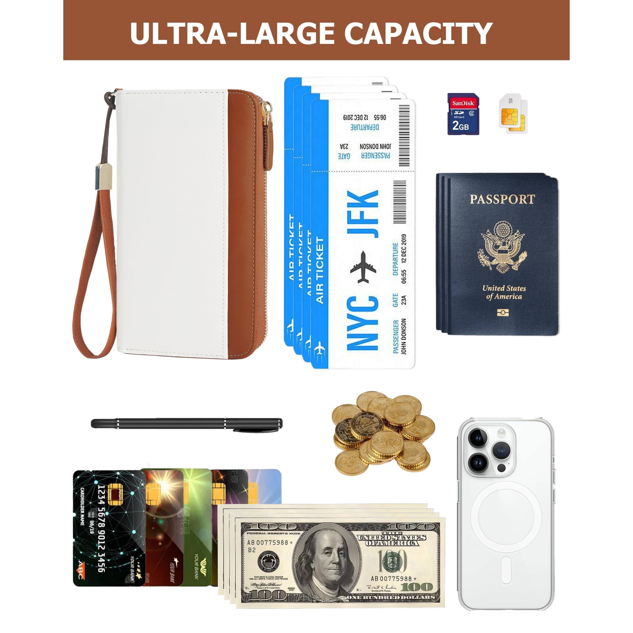 Alt View 2. Jadie Link - Large Travel Wallet Women Rfid Zipper Airtag Slot Passport Holder Clutch Wristlet Smart, Stylish, DurableThis leather - Brown.