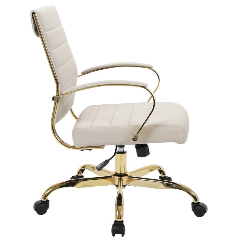 Alt View 4. LeisureMod - (Set of 2) Benmar Leather Office Chair with Gold Accents, Adjustable Height, Swivel Ergonomic Design for Home Office - Tan.
