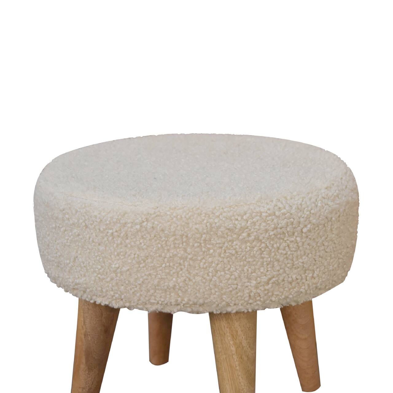 Back. Artisan Furniture - Artisan Furniture Solid Wood Cream Boucle Petite Footstool - Brown.