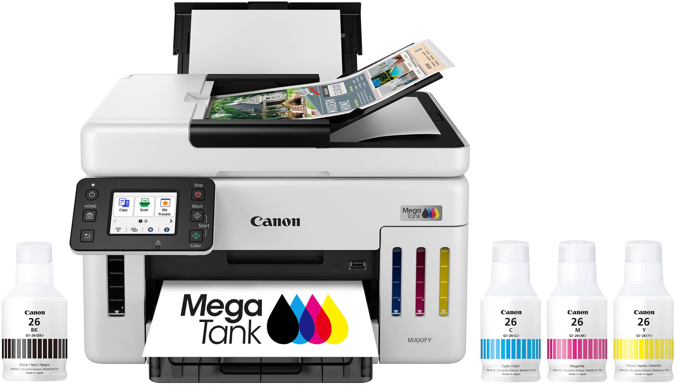 Canon - Megatank GX6120 Wireless All-In-One SuperTank Inkjet Printer - White - Front_Zoom