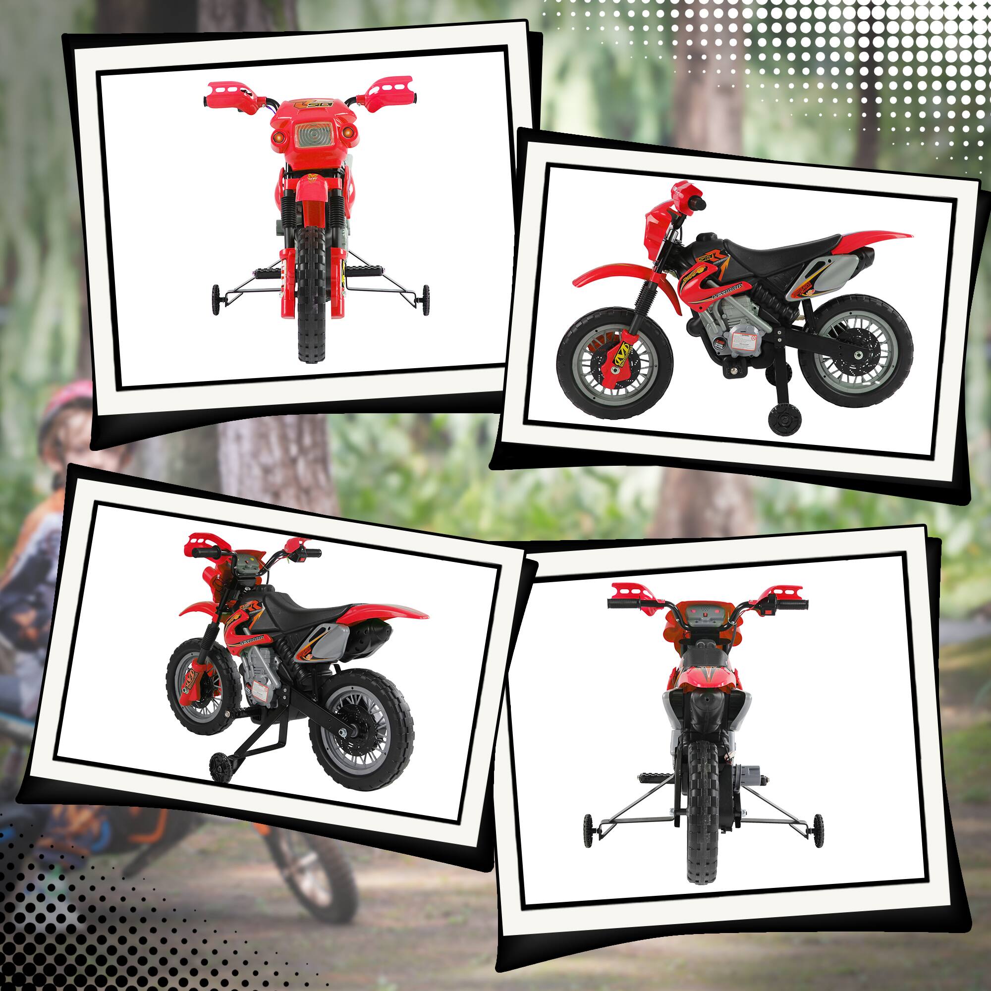 Alt View 7. Loheer - 6V Kids Motorcycle, Electric Motorcycle with Dirt Bike Style, Street Bike Design Battery Powered Ride Ages 5-8, Red.