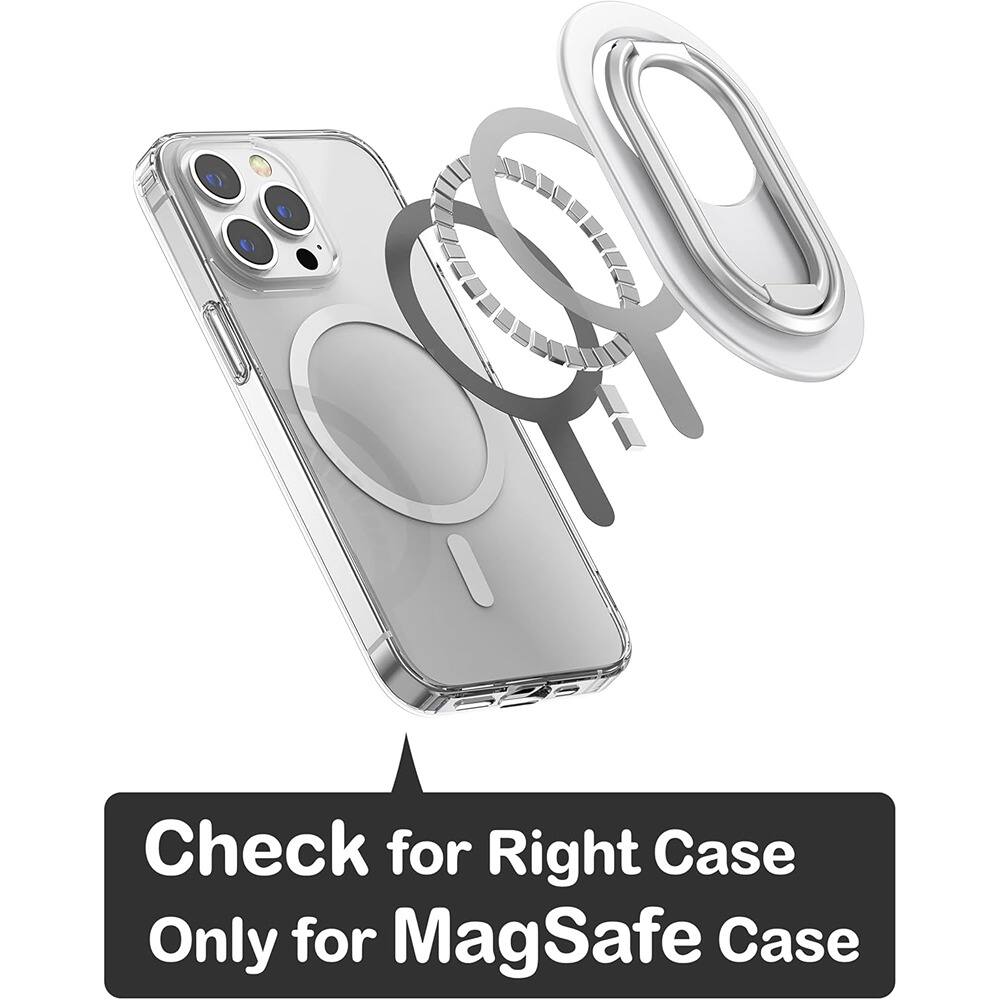Angle. PARKER SLATER - Magnetic Phone Ring Stand Grip for MagSafe iPhone 17–12 (White) - White.