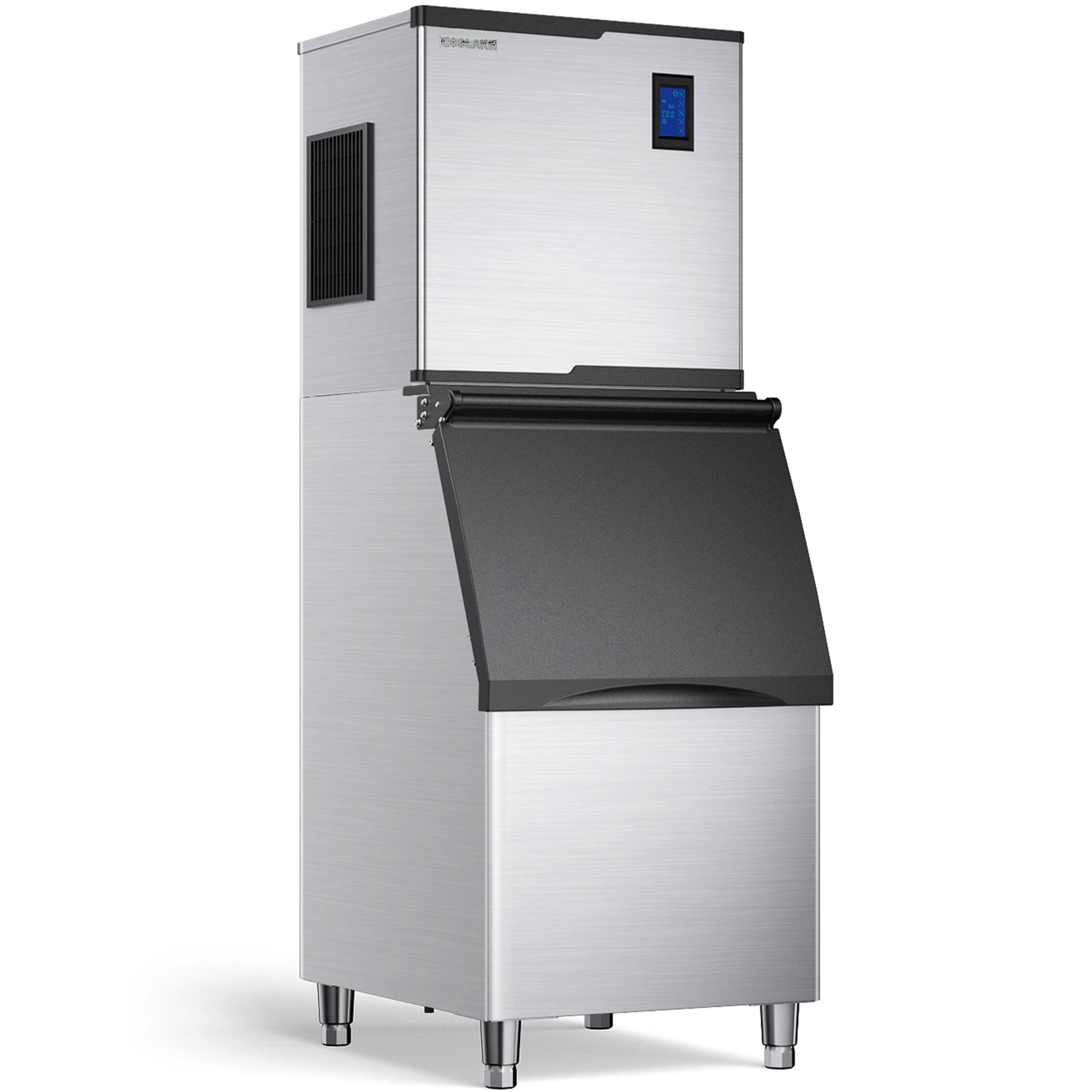 Coolake - 22" Commercial Ice Maker Machine 550lbs/24H with 360lbs Storage Air Cooled Stainless Steel Industrial Ice Machin - Silver