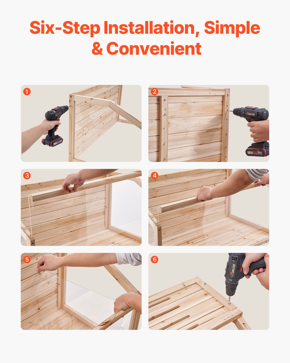 Six-Step Installation, Simple & Convenient

1. 
2. 
3. 
4. 
5. 
6.