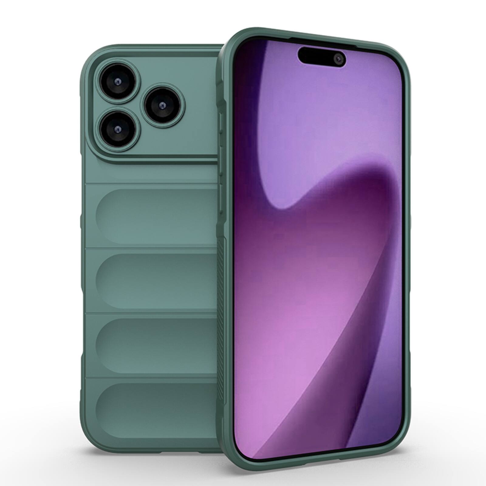 Front. UUCOVER - Shockproof Wave Pattern Case for Apple iPhone 18 Pro Max, Skin-Friendly Grip Soft-Touch Finish Drop Protection Cover - Darkgreen.