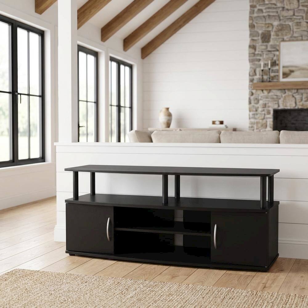 Angle. FurniFact - Contemporary Large Entertainment Center for Up to 50-In TV with Storage - Black.