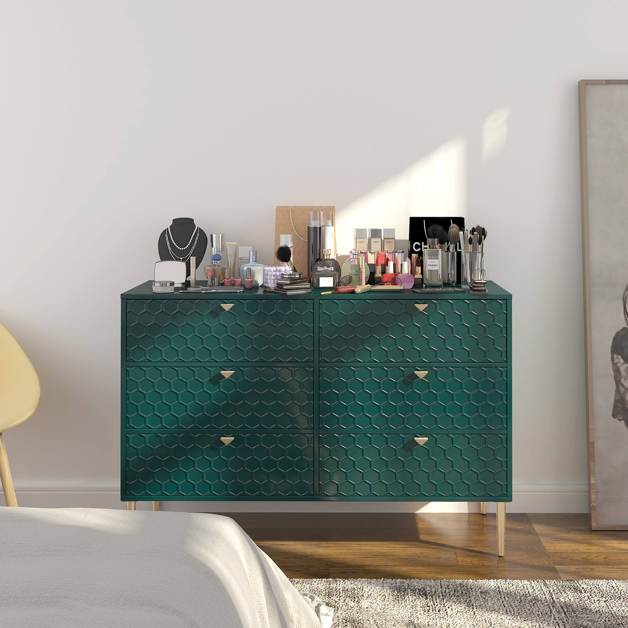 Alt View 9. Boyel Living - Green Modern Indoor Accent Storage Cabinet with 6 Drawers - Green.
