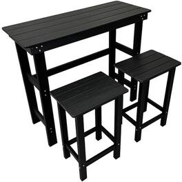 Fortune Candy - HDPE Patio Bar Set, Outdoor Bar Stools with Table, Weather Resistant, for Poolside, Garden, Yard, Balcony (3 Piece) - Black