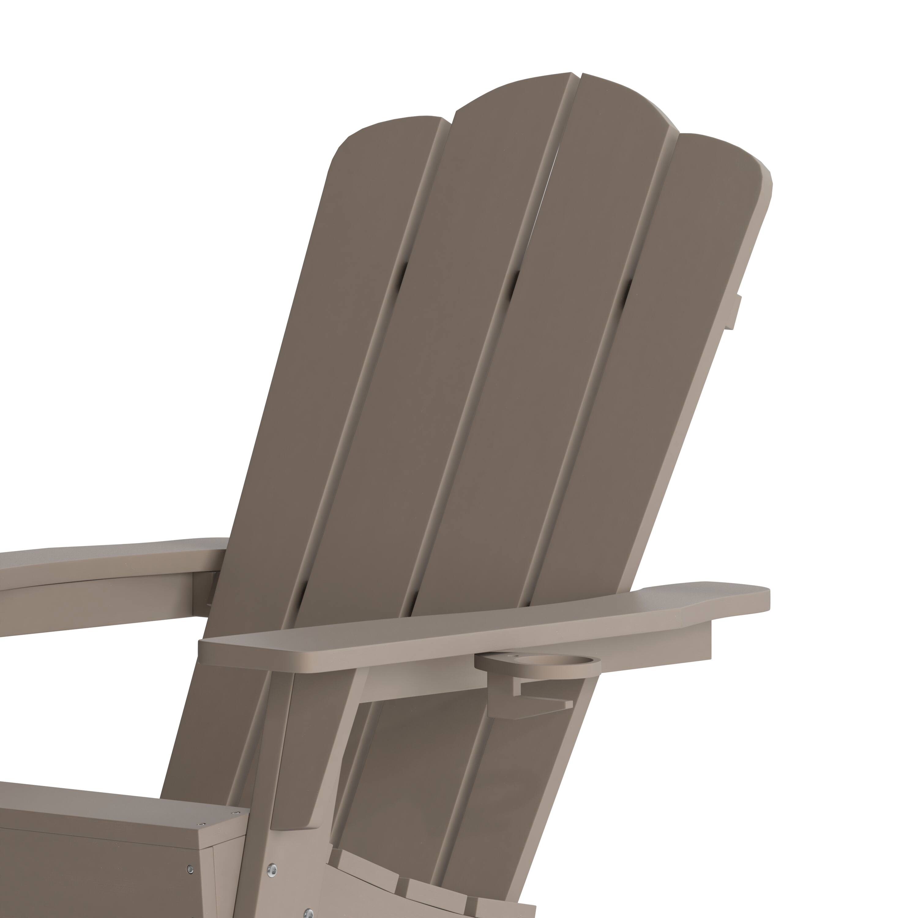 Alt View 10. Emma + Oliver - Tiverton Adirondack Chair with Cup Holder, Weather Resistant HDPE Adirondack Chair - Brown.
