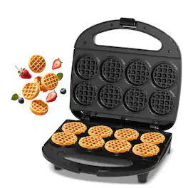 OSTBA - Multi Mini Waffle Maker, Compact, Non-stick, 8 x 2'' Waffle Bites, Perfect for Families - Black