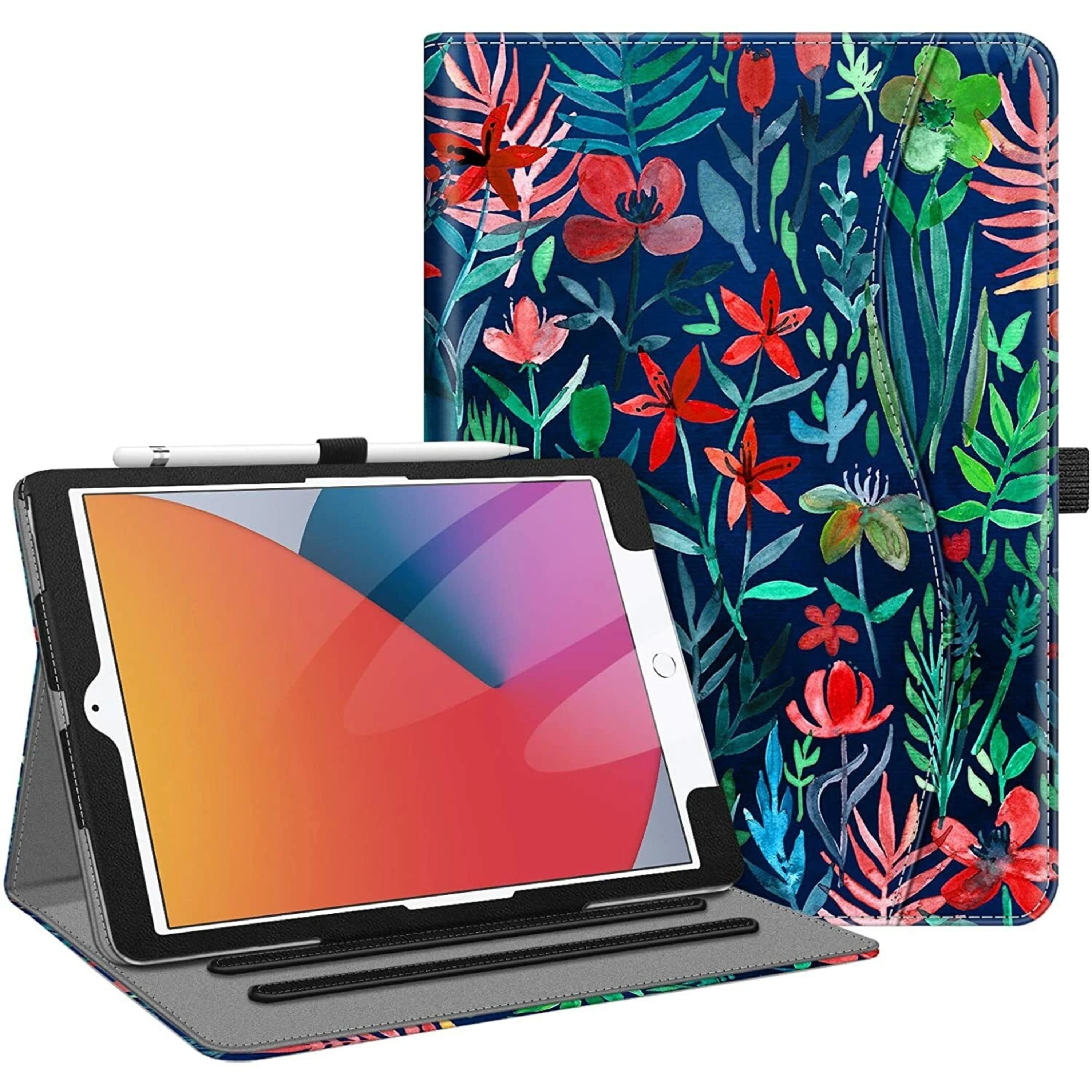 Front. Kitcheniva - Protective Stand Case For iPad 9th 8th 7th Generation 10.2 Inch With Pocket Holder Jungle Night - Jungle Night.