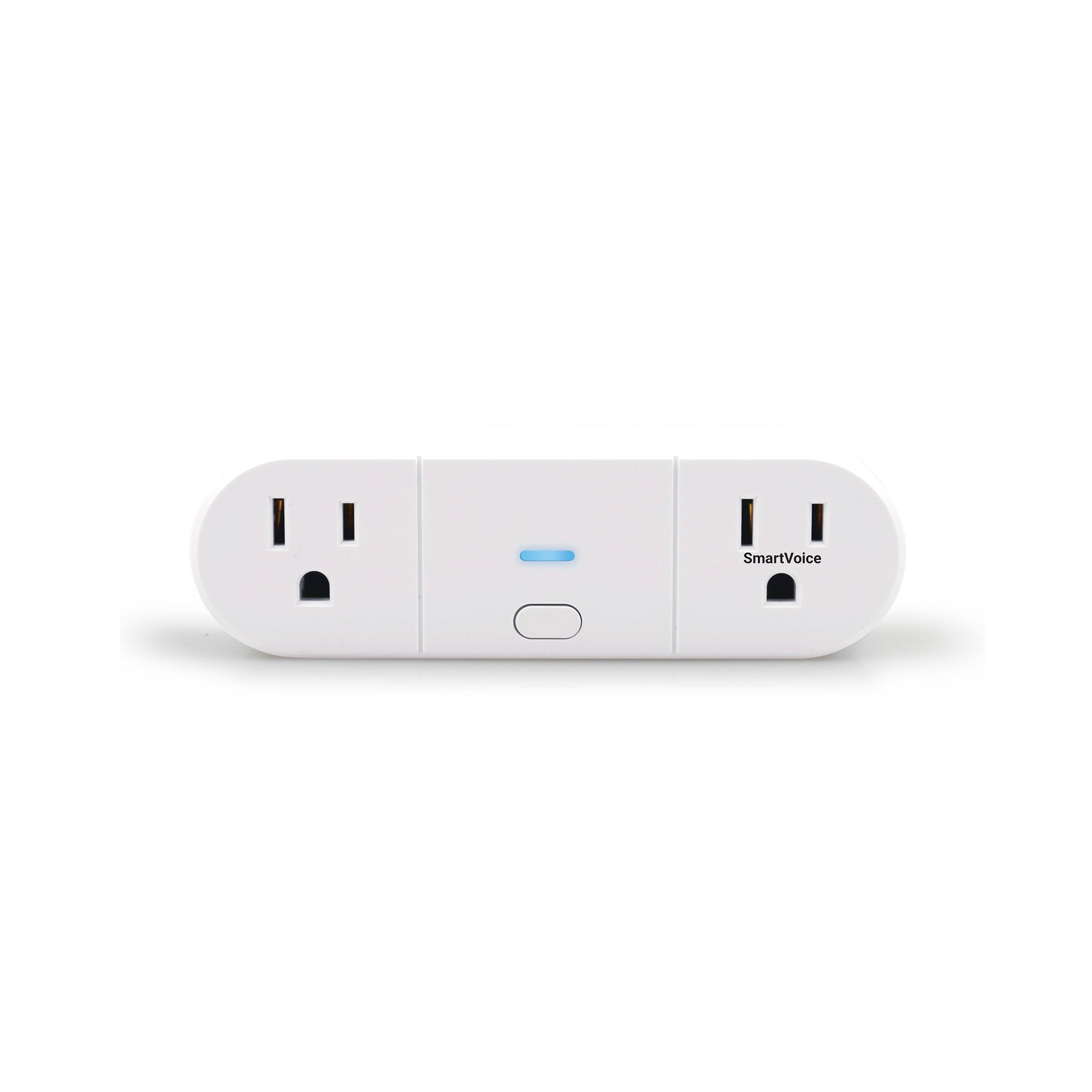 Front. Emerson - Emerson SmartVoice 2-in-1 Dual Wall Plug, Offline 30+ Voice Control Cmds - No APP, No WIFI, No Setup, Sleep & Wake Timer - White.