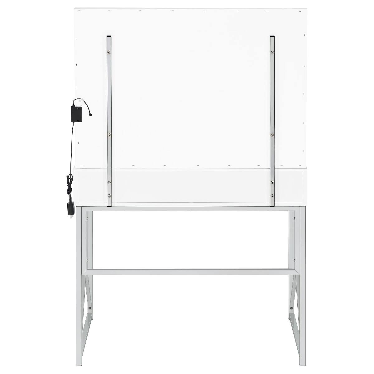 Alt View 4. Loheer - Loheer White Makeup Vanity Set with Mirror and Stool, Lighted Globe Mirror and Drawer - White.