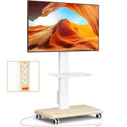 Front. Rfiver - Compatible with 32-70 inch mobile wall-mounted TV stands - White.