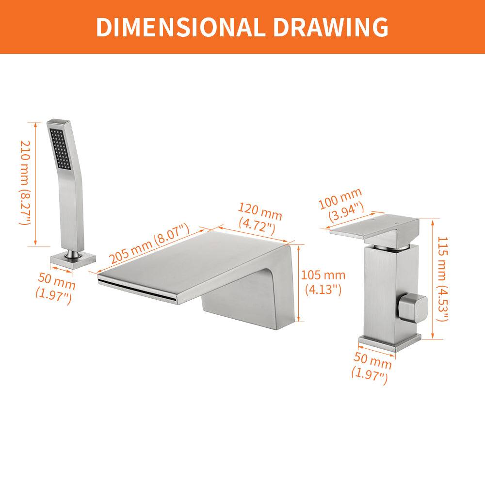DIMENSIONAL DRAWING

- 210 mm (8.27")
- 205 mm (8.07")
- 120 mm (4.72")
- 100 mm (3.94")
- 105 mm (4.13")
- 115 mm (4.53")
- 50 mm (1.97")