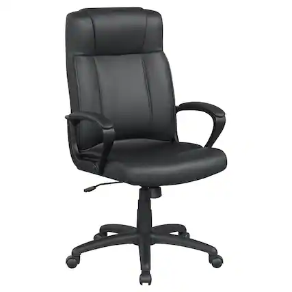Front. WELLFOR - Faux Leather Office Chair Computer Desk Chair with Rocking Function - Black.