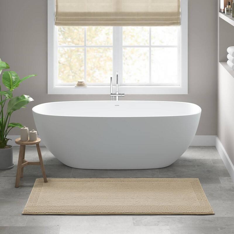 Angle. APRILSOUL - Cloud Soft 3000 GSM Cotton Bath Rug Reversible Machine Washable Oeko Tex - Natural.