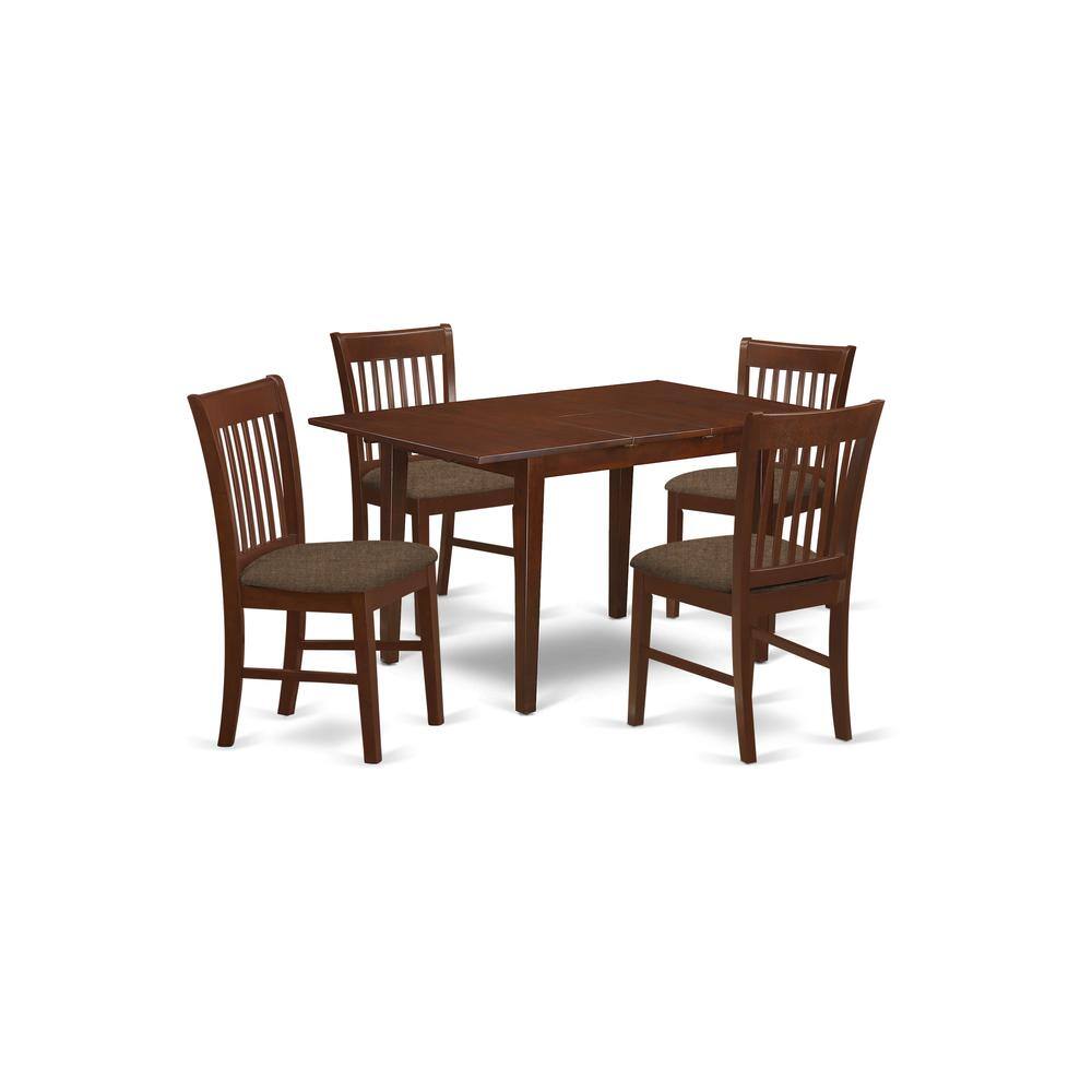 Back. East West Furniture - PSNO5-MAH-C 5 PC dinette set for small spaces - small Table with 4 Dining Table Chairs - Mahogany.