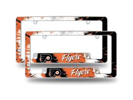 Rico Industries - Philadelphia Flyers Chrome Metal (Set of 2) License Plate Frames with Bold Tie Dye Design - Multi