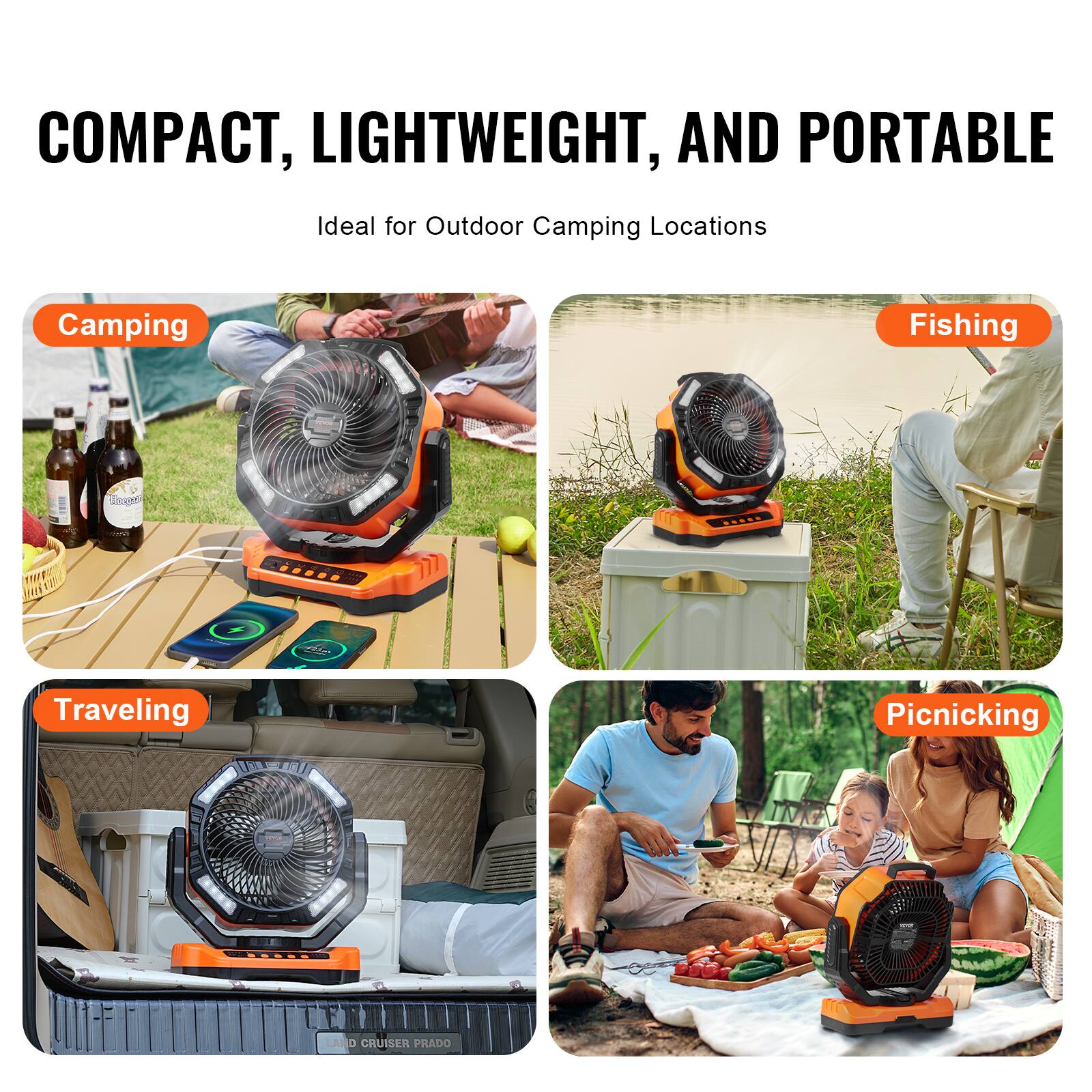 COMPACT, LIGHTWEIGHT, AND PORTABLE  
Ideal for Outdoor Camping Locations  

Camping  
Fishing  
Traveling  
Picnicking
