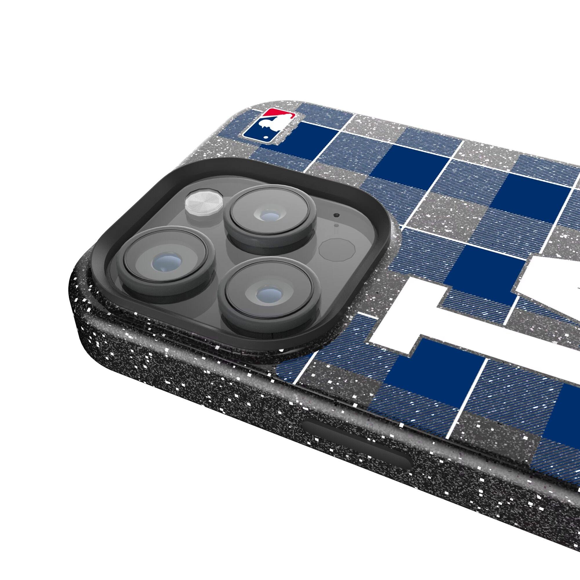 Alt View 3. Keyscaper - Los Angeles Dodgers Plaid Bling iPhone Case - 14 Plus - Black.
