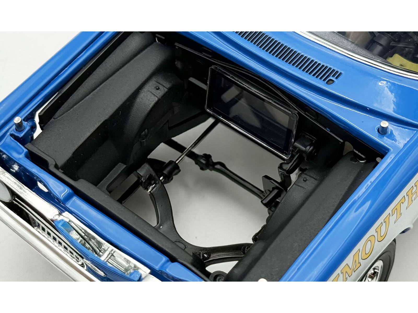 Alt View 1. ACME - 1966 Plymouth Barracuda "Hemi Hustler" Blue with White Stripes Limited Edition 1/18 Diecast Model Car by ACME.