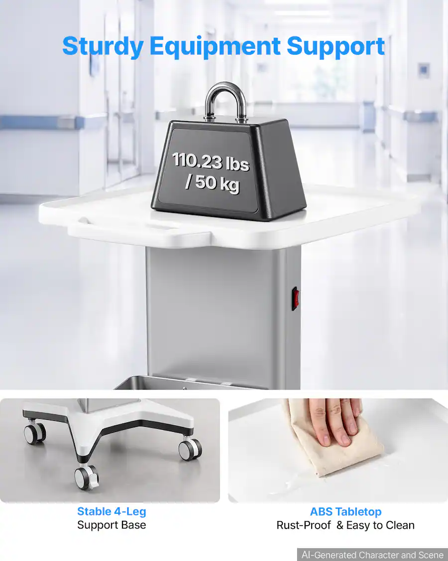 Static Electrical Load VEVOR Medical Cart 110.23 lbs Max Load Electric Lift Medical Trolley ...