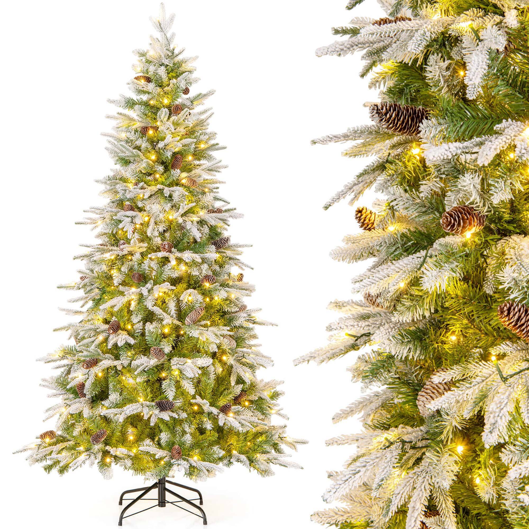 Alt View 9. Costway - Costway 6 FT Artificial Christmas Tree Hinged Xmas Tree with 765 Branch Tips 280 Lights - Green,White.
