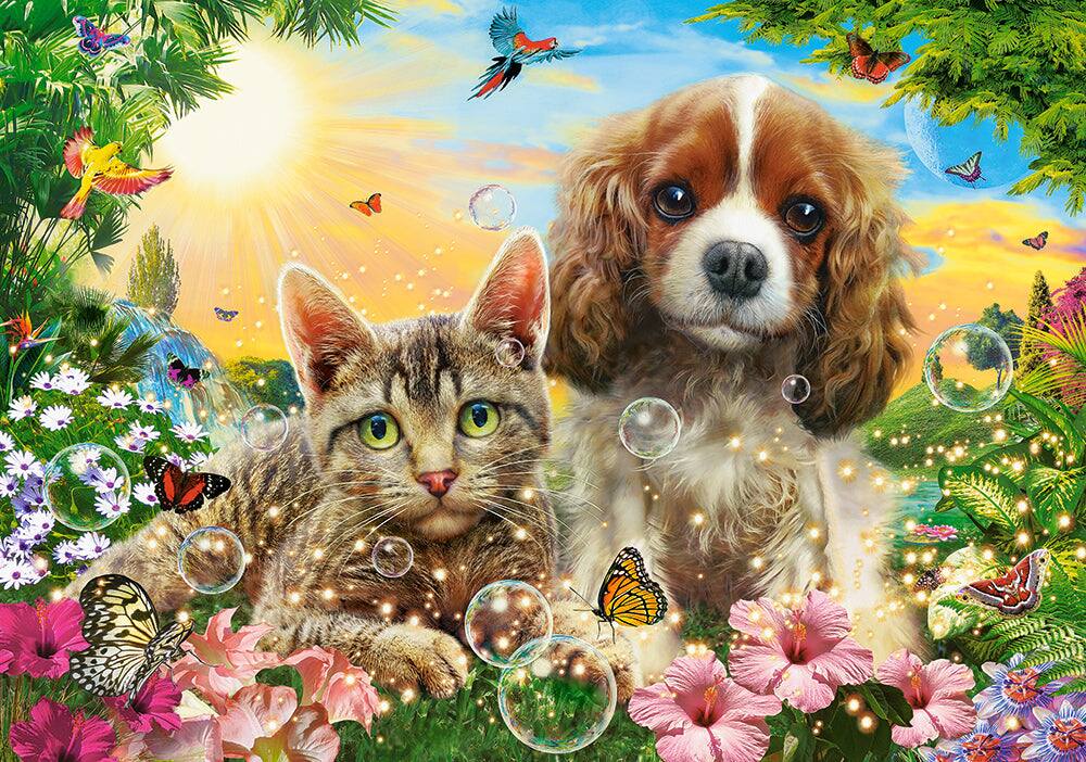 Angle. Castorland - CASTORLAND 500 Piece Jigsaw Puzzle, Best Pals, Cats and Dogs, Animal puzzles, sweety Puppy and Kitten,  B-53728 - Red.