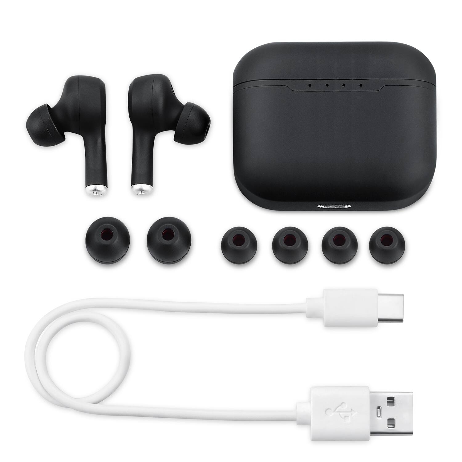 Alt View 7. HOM - Active Noise-Canceling Wireless Earbuds - True Wireless Bluetooth Headphones - Black.