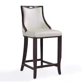 Manhattan Comfort - Emperor Traditional Wood Upholstered Barstool - Pearl White