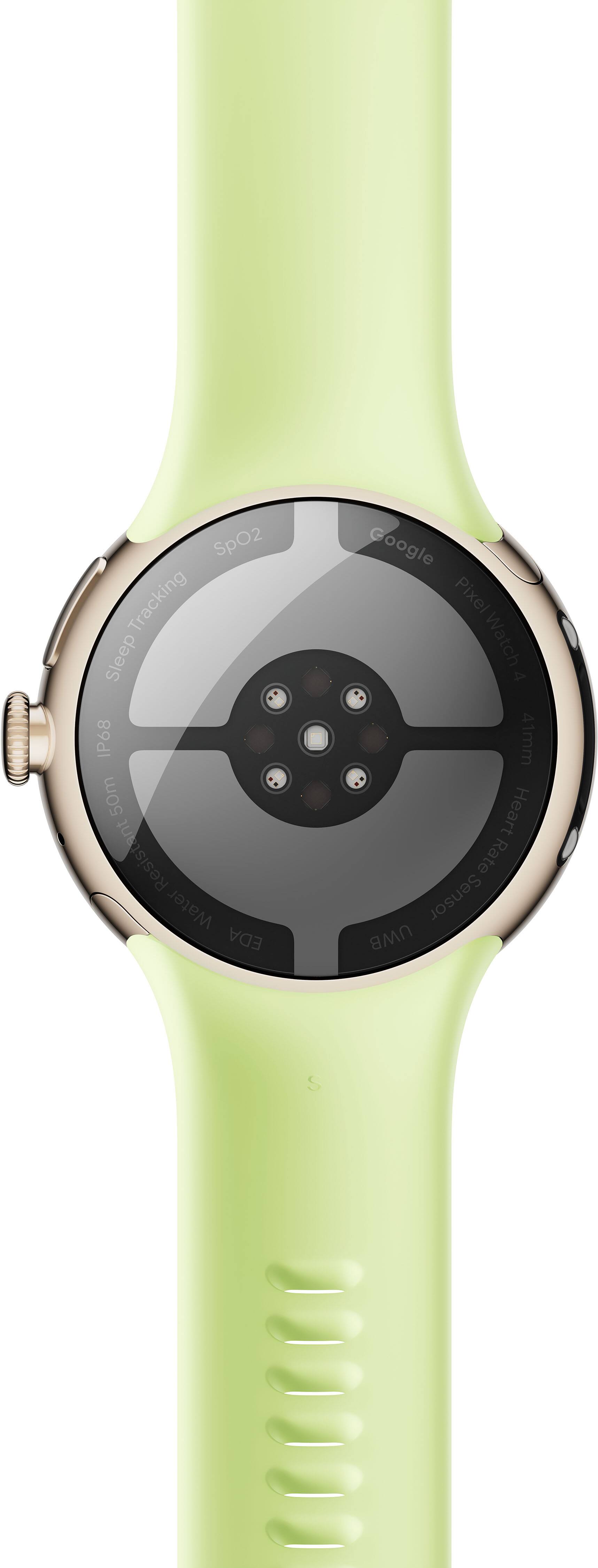 SpO2 Tracking
Sleep
IP68 50m Resistant Water
EDA
Google Pixel Watch 4
41mm
Heart Rate Sensor
UWB
Wristband
Made in Taiwan