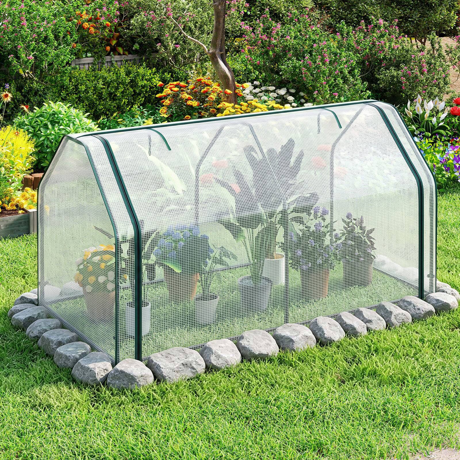 Alt View 1. Costway - Costway Portable Mini Greenhouse with PE Cover & Zippered Roll-up Door, Indoor & Outdoor.