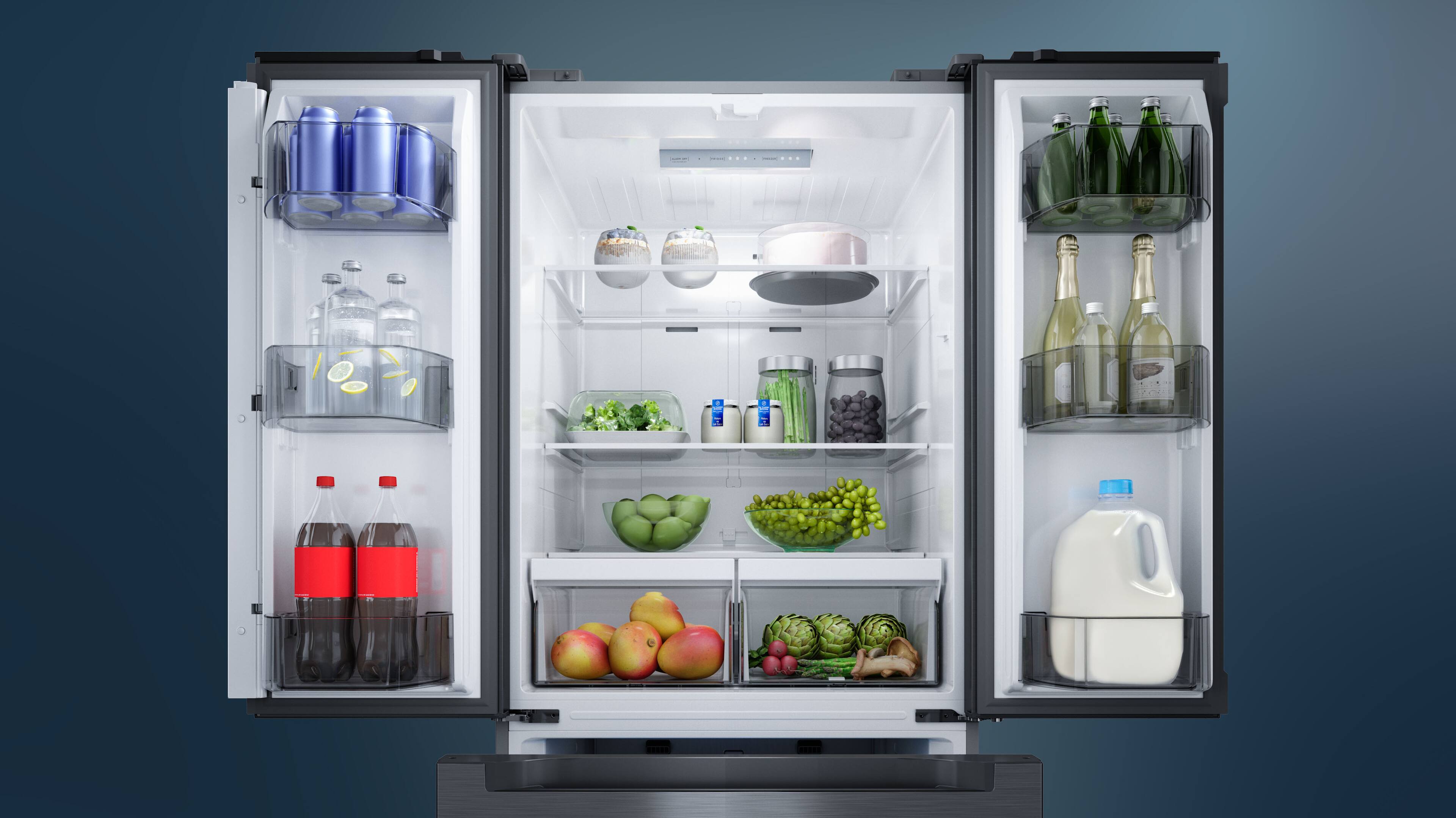 Alt View 10. Midea - 30-in Wide 18.4 Cu. Ft. French Door Refrigerator with Gallon-Sized Door Bins, Ice Maker Ready - Stainless Steel.