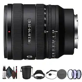 Bundle - Sony - FE 16-25mm f/2.8 G Lens (Sony E) (SEL1625G) + Filter Kit + Lens Pouch + More - - Black