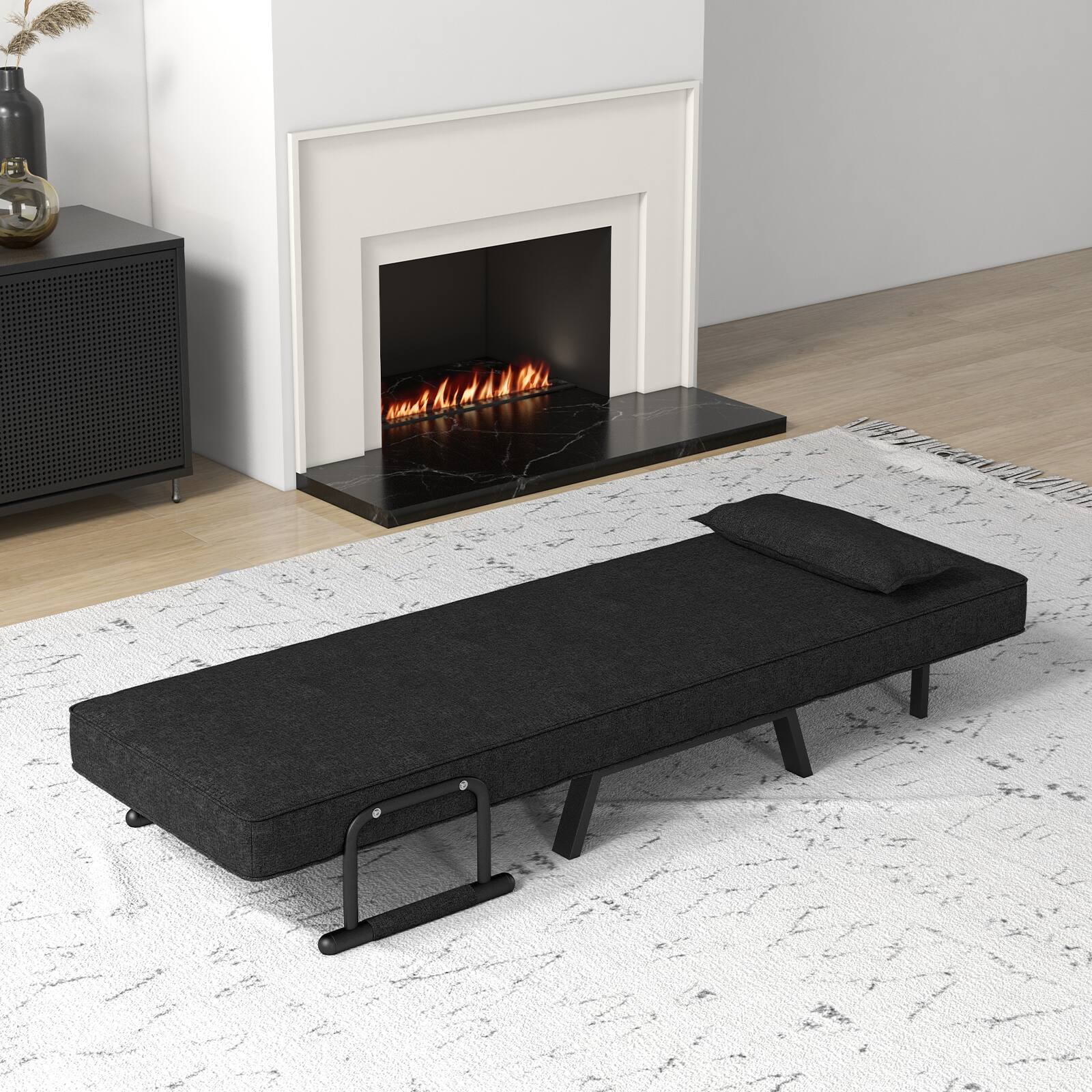 Alt View 3. Costway - Costway Folding 6 Position Convertible Sleeper Bed Armchair Lounge Couch w/ Pillow - Black.