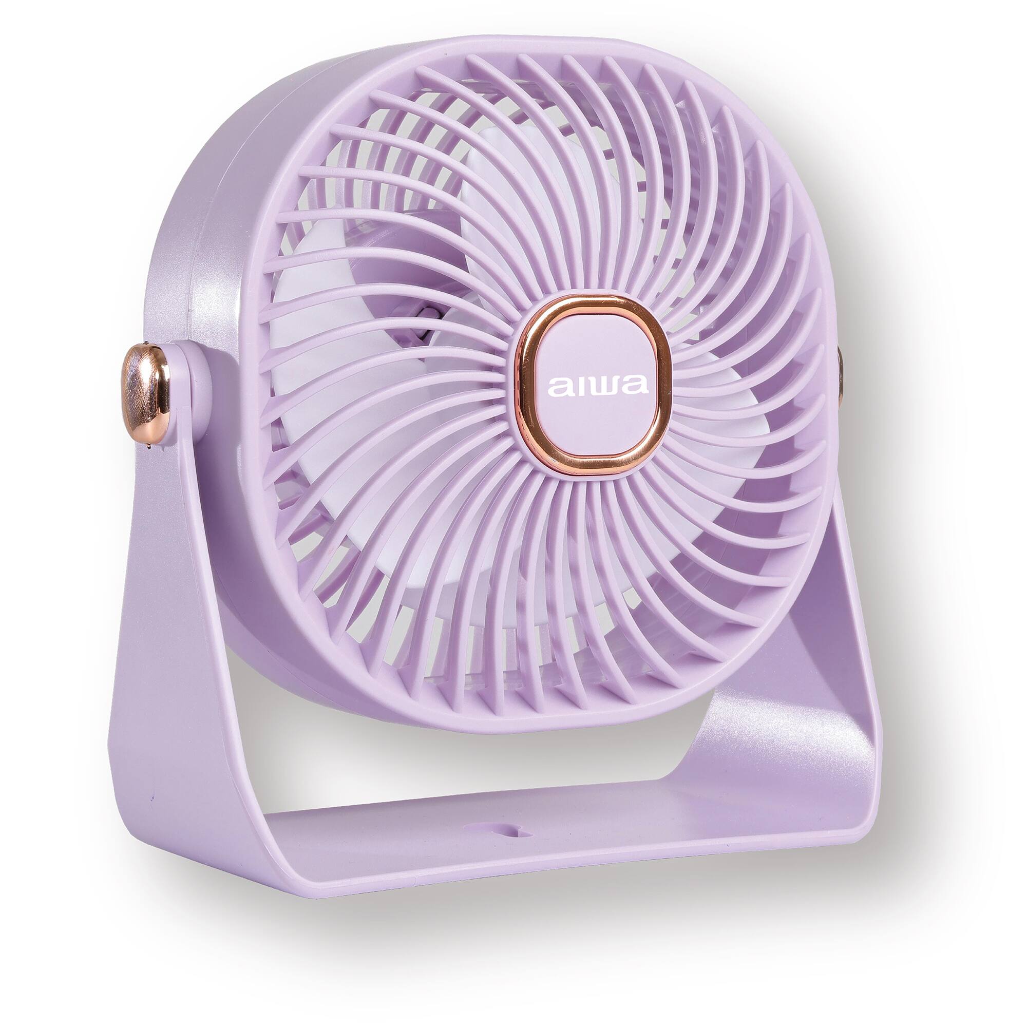 Alt View 3. Aiwa - Aiwa 4-Inch USB-C Rechargeable Desk Fan, 3-Speed Portable Mini Fan with 270° Adjustable Head, Quiet Operation - Violet.