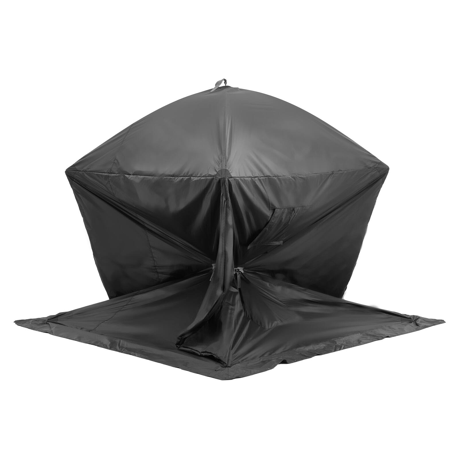 Alt View 5. VEVOR - Portable Ice Shelter, 3-4 Person Pop-Up Ice Fishing Tent, 35 Square Feet Fishable Area, Ice Shanty for Winter Fishing - Black.