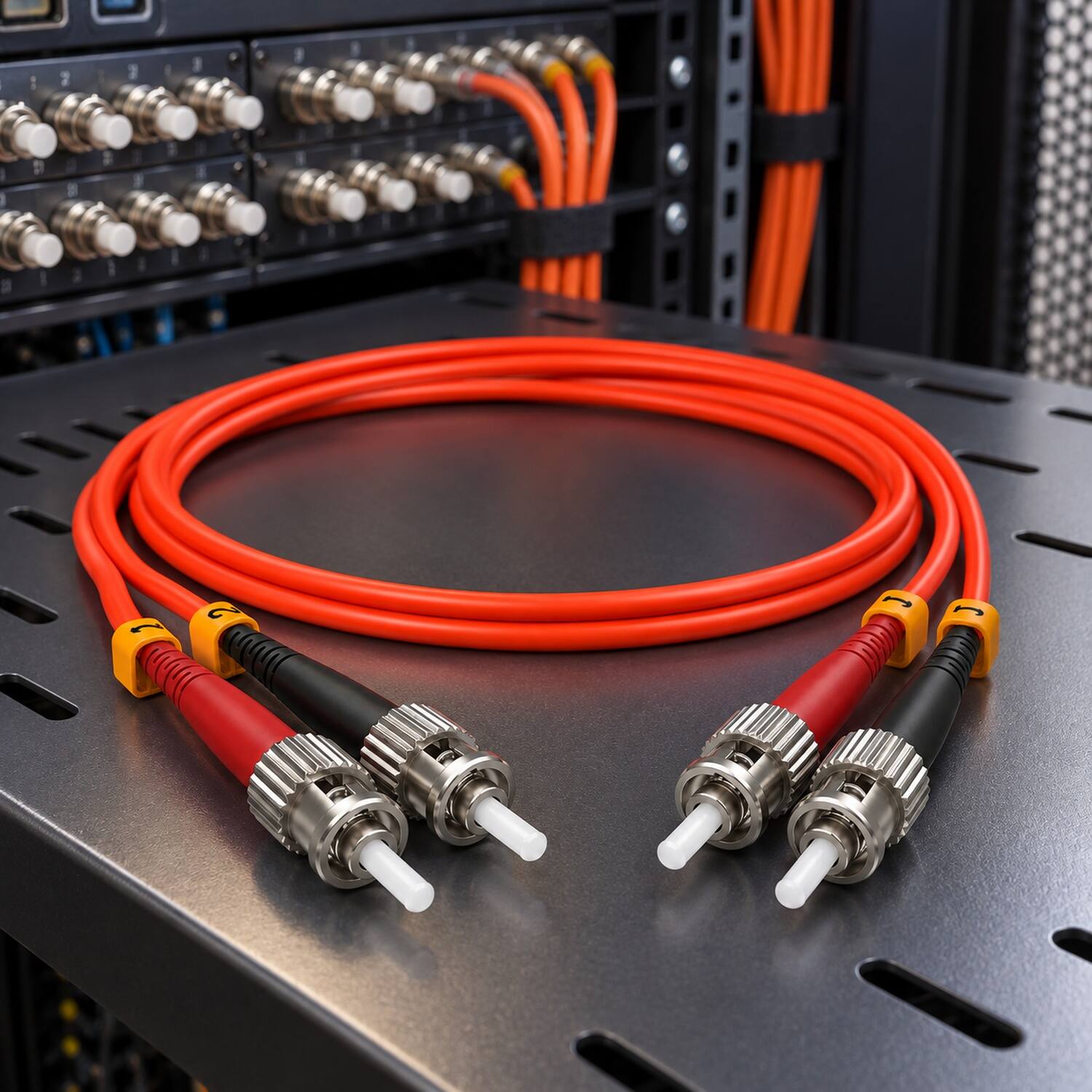 Left. Sanoxy - 1 Meter ST to ST Duplex 62.5/125 Multimode OM1 Fiber Optic Cable - Multi.